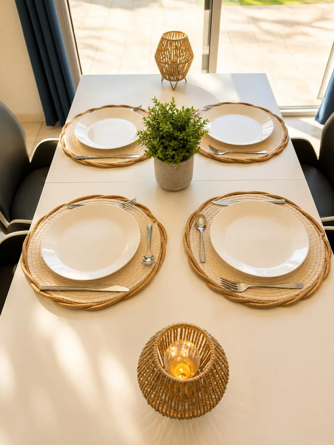La table dressée pour six à la Villa Yenna